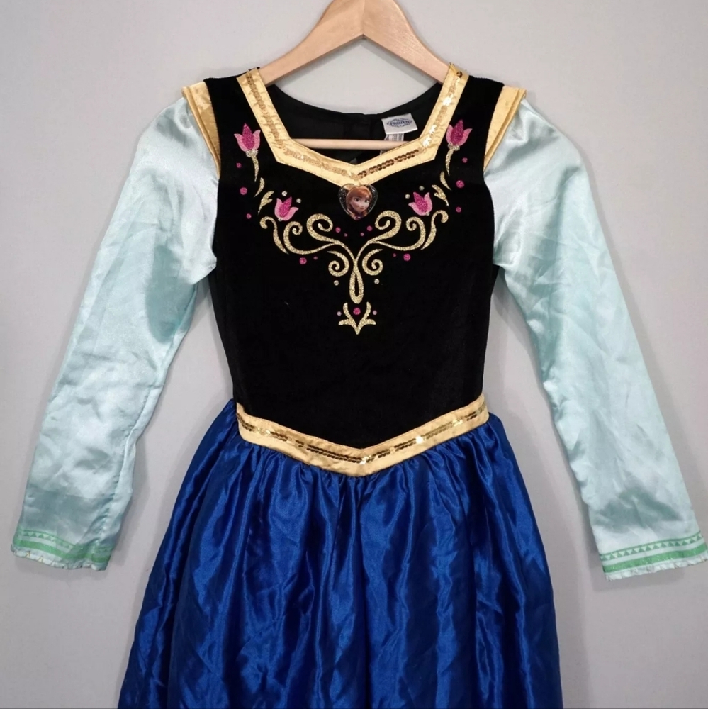 Disney Frozen Anna Blue Black Princess Halloween Costume Dress Child Medium 8-10